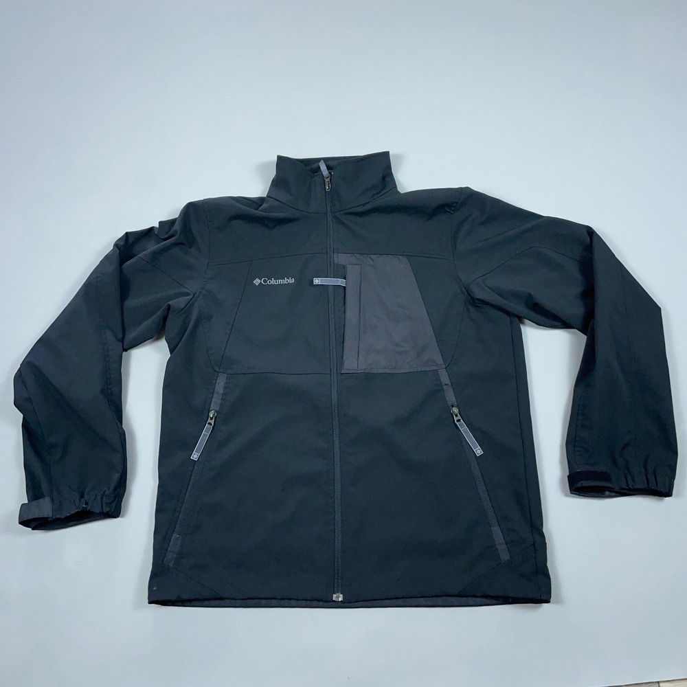 Columbia Mens Softshell Jacket Black Full Zip Mock Neck Outdoor Coat